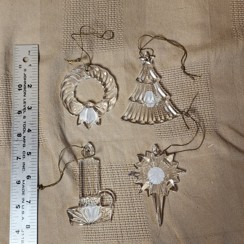 Princess House Crystal Ornaments-Wreath, Christmas Tree, Star and Candle